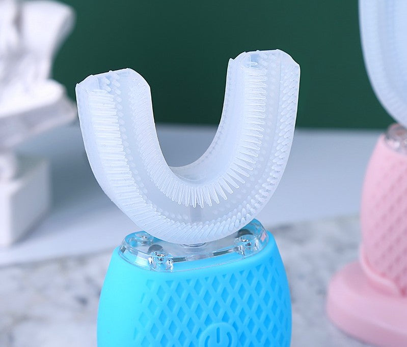 U Shape Cold Light Automatic Toothbrush - Blue